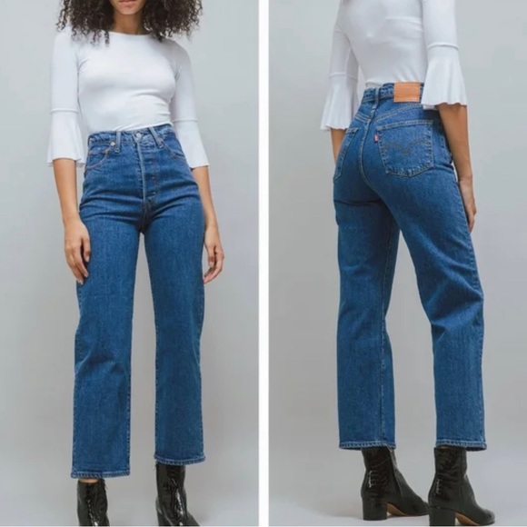 Levi’s Ribcage Straight Ankle Women's Jeans, Dark Blue, 23 size - Picture 2 of 9